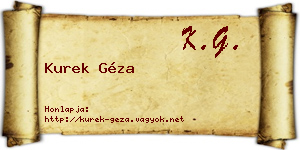 Kurek Géza névjegykártya